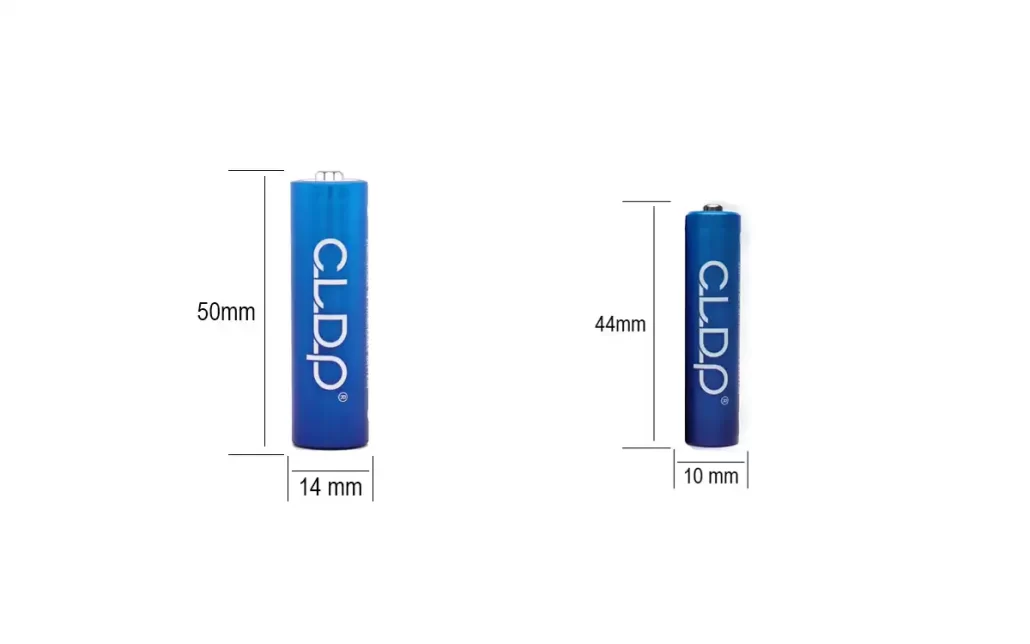 5号和7号锌镍充电电池尺寸不同